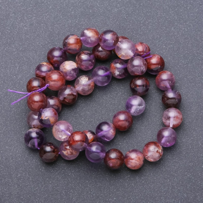 Perlen aus natürlichem Ametrin, glatte Kugeln, Durchmesser 10 mm, Länge 38 cm