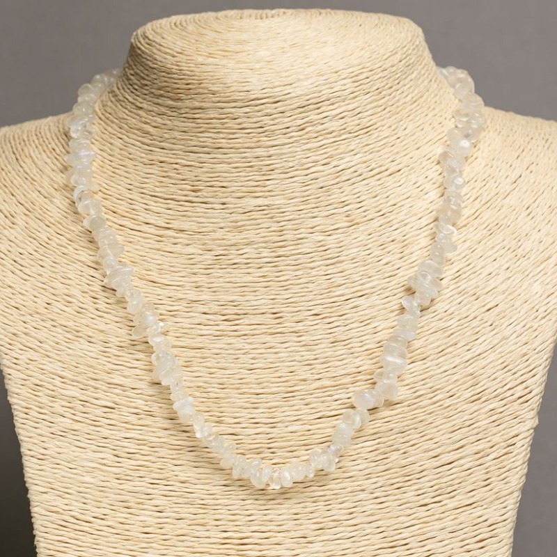 Mondstein-Chips-Kette 8×3 mm, Länge 46–49 cm