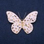 Brosche Schmetterling mit Haliotis und weißer Emaille, goldfarbenes Metall 40×55 mm