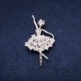 Brosche 'Ballerina' 34×55 mm Strass, silberfarbenes Metall