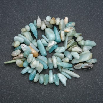 Amazonit-Chips-Schnur, Durchmesser ca. 15 x 6 mm, Länge 42 cm +
