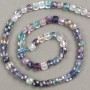 Perlen auf Schnur aus natürlichem Fluorit, facettierter Würfel 6x6 mm, Länge 40 cm +