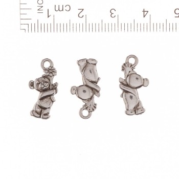Anhänger Bärchen mit Blume 19×10 mm, Verpackung 20 g, ±21 Stück