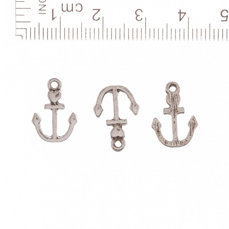 Anhänger 'Anker mit Herz' 15×11 mm, Verpackung ca. 20 g, ca. 31 Stück