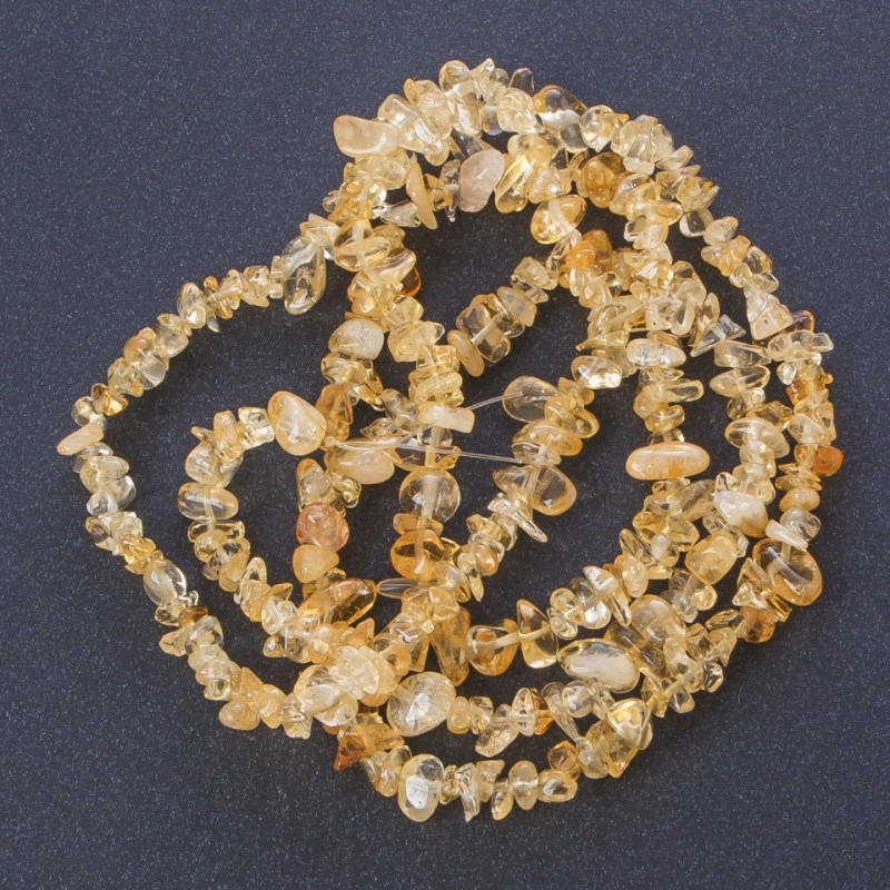 Perlen aus natürlichem Citrin auf Schnur, 'Steinchenbruch', Länge 85 cm, Durchmesser 5 mm (±)