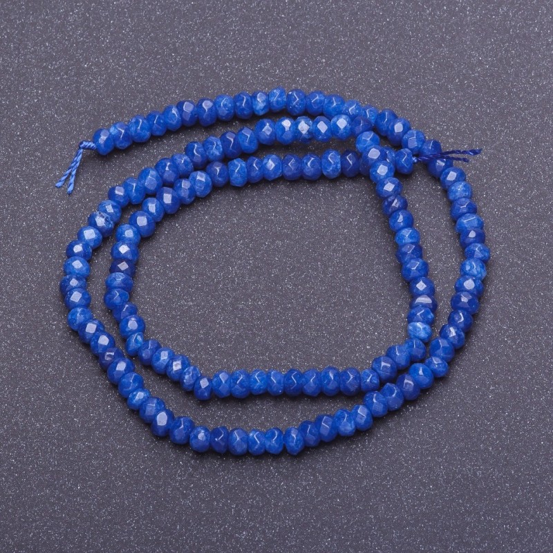 Steinperlen Lazurit (je Stück) hellblau facettierte Rondellen, Durchmesser 4 × 3 mm ±, Länge ca. 38 cm