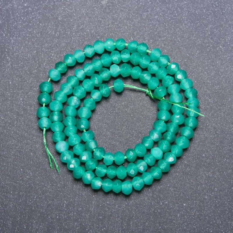 Amazonit-Perlen (künstlich), facettierte Rondell-Perlen, Durchmesser 4 × 3 mm, Schnurlänge 38 cm