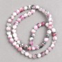Perlen aus Acryl Rhodonit, Weiß-Grau-Rosa, auf Schnur, glatte Kugel, Durchmesser ca. 6 mm, Länge ca. 40 cm