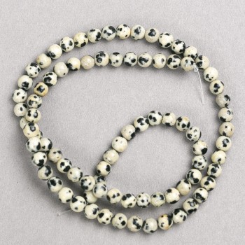 Dalmatin-Jaspis-Perlen auf Faden, glatte Kugeln, Durchmesser 4–5 mm, Länge ca. 38 cm