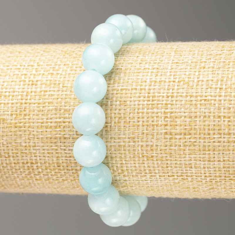 Elastisches Armband aus Acrylperlen in Aquamarin-Optik (künstliches Acryl) Glatte Kugeln, Durchmesser ca. 10 mm, Länge ca. 18 cm