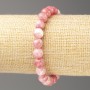Armband Erdbeer-weißes ozeanisches Nephrit-Imitat (Acryl), Perlen Ø ca. 8 mm, Länge ca. 18 cm, glatte Kugeln auf Elastikband