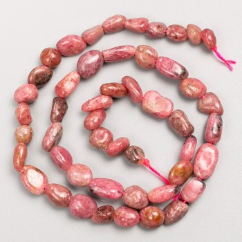 Rhodochrosit-getrommelte Perlen auf Schnur, Länge ca. 40 cm