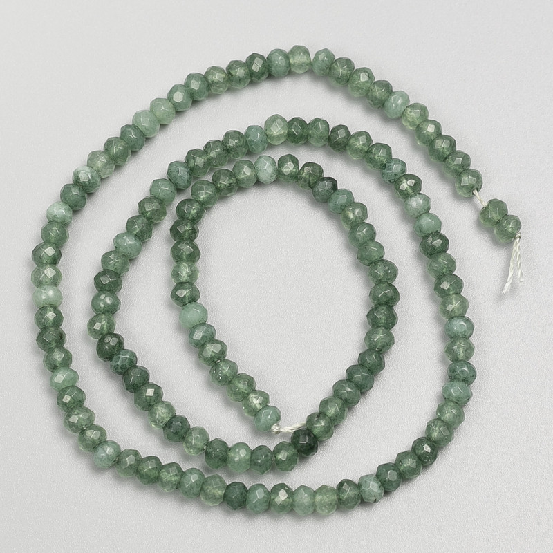 Künstliche Jade-Perlen, facettierte Rondellen-Perlen, auf Schnur, Durchmesser 4×3 mm ±, Länge ca. 38 cm