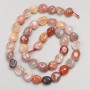 Sardonyx-Perlen, gehämmert auf Faden, Durchmesser ca. 8×10 mm, Länge ca. 38 cm