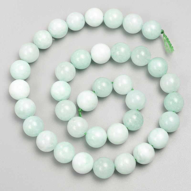 Larimar-Perlen, glatte Kugeln, auf Schnur, Durchmesser ca. 10 mm, Länge ca. 38 cm