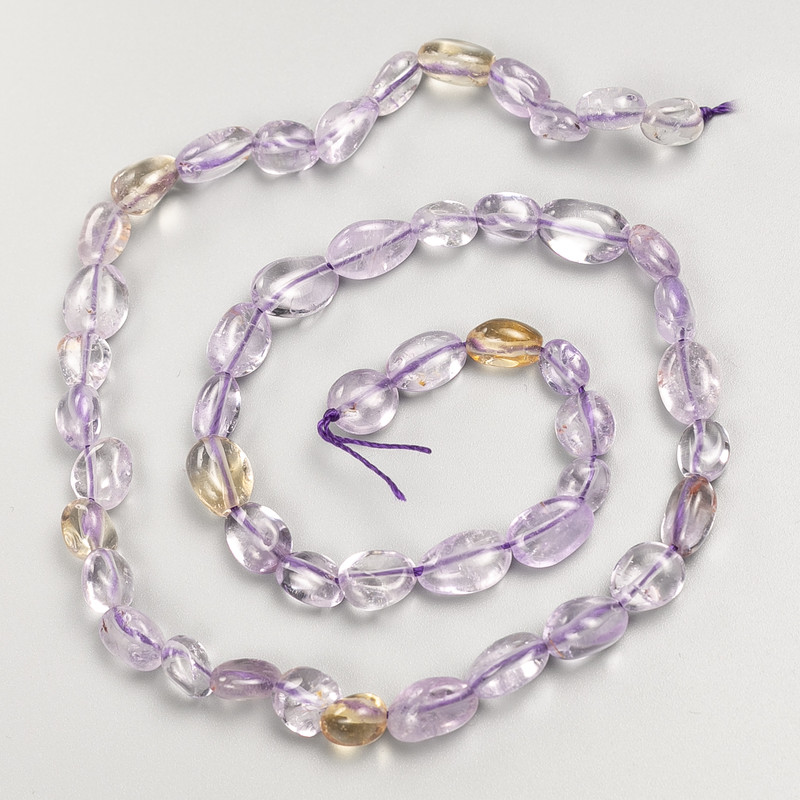 Amethyst-Naturstein-Perlen, facettiert, auf Schnur, Durchmesser ca. 7×9 mm, Länge ca. 40 cm