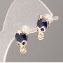 Ohrstecker Xuping mit 18K-Vergoldung und blauem Stein, Durchmesser 14,5 × 8 mm
