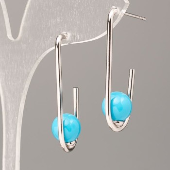 Ohrringe Xuping mit blauer Mallorca-Perle, 33×8 mm