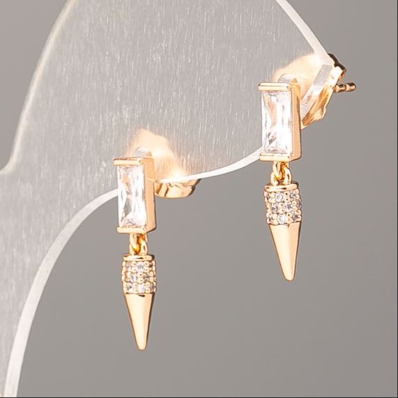 Xuping-Ohrstecker mit 18K-Vergoldung und weißen Strasssteinen, Durchmesser 18 × 3 mm+