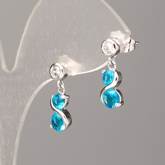 Ohrringe Xuping Rhodiumbeschichtung mit weißen Strasssteinen und blauen Steinen 16×6 mm+