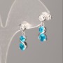 Ohrringe Xuping Rhodiumbeschichtung mit weißen Strasssteinen und blauen Steinen 16×6 mm+