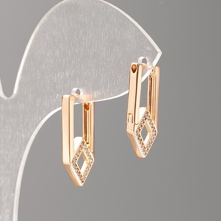 Xuping-Ohrstecker mit 18K-Vergoldung und weißen Strasssteinen in Diamantform, Durchmesser 20 × 2 mm+