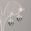 Xuping-Ohrstecker mit Mallorca-Perlen, Schwarz mit petrolfarbenem Schimmer, Durchmesser 9 mm, Länge 18 mm, Rhodiumbeschichtung