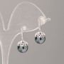 Xuping-Ohrstecker mit Mallorca-Perlen, Schwarz mit petrolfarbenem Schimmer, Durchmesser 9 mm, Länge 18 mm, Rhodiumbeschichtung