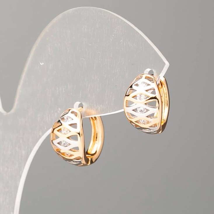 Xuping Ohrringe – 18K-Vergoldung, Rhodium-Beschichtung, mit weißen Strasssteinen, Durchmesser 13 mm, Maße 5×8 mm+