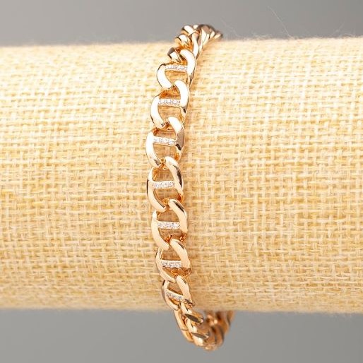 Xuping Armband 18K-Vergoldung, Länge 17 cm, Dicke ca. 7 mm, mit weißen Strasssteinen