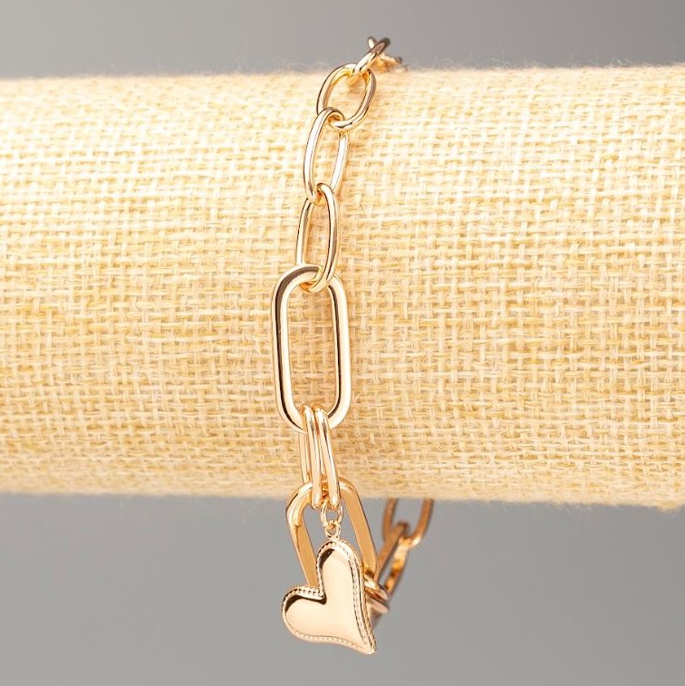 Armband Xuping Vergoldung 18K Herz L 16–20 cm, Dicke 6,5 mm ±, Dicke 9 mm ±