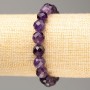 Armband aus natürlichem Amethyst mit facettierten Kugeln, Durchmesser ca. 10 mm, Länge ca. 18 cm, auf Elastikband