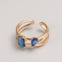 Xuping-Ring in Goldfarbe mit blauem Stein, Größen 16 und 18