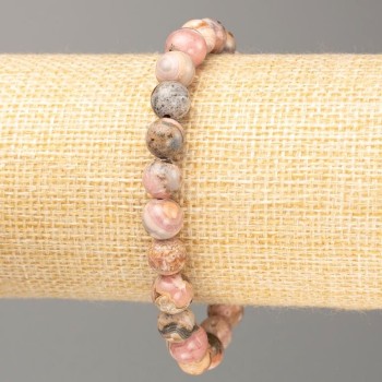 Armband aus natürlichem Rhodonit, glatte Kugel, Durchmesser ca. 8 mm, Länge 18 cm