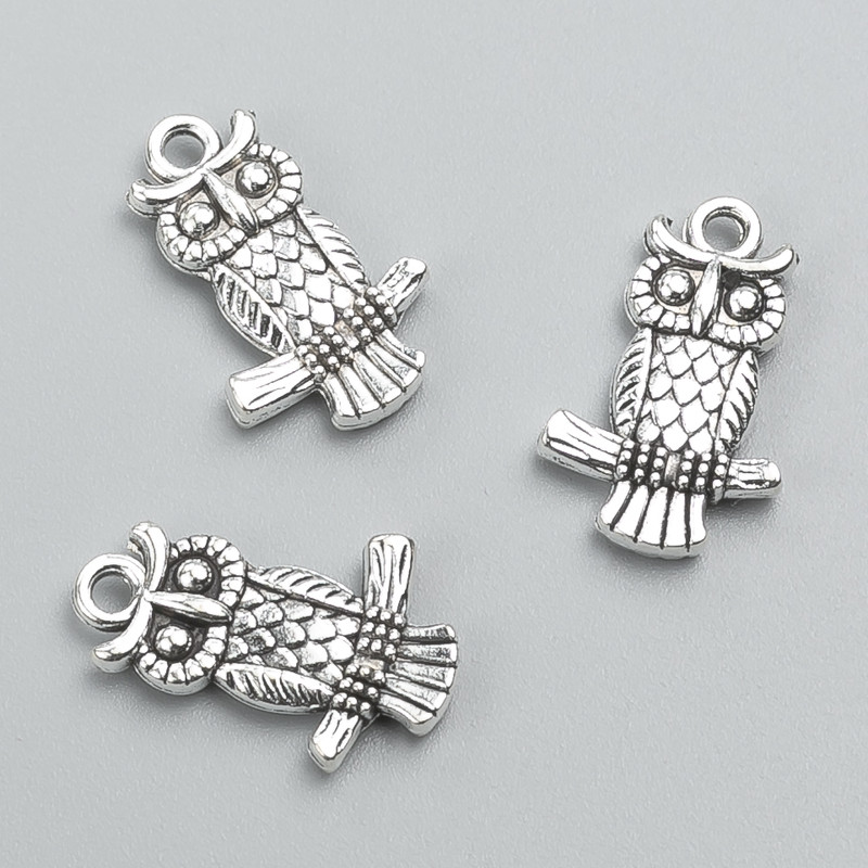 Schmuckzubehör: Anhänger Eule 20×13 mm, Verpackung 14 Stück, 20 g