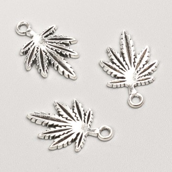 Anhänger Hanfblatt – Schmuckzubehör, Größe ca. 19 × 13 mm, Verpackung 26 Stück ±, ca. 20 g
