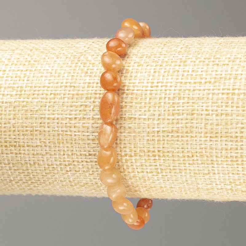 Armband aus natürlichem Karneol, gehämmert, auf elastischer Schnur, Durchmesser 10×6 mm, Länge 18 cm