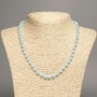 Kette hellblaues Aquamarin – glatte Kugeln, Durchmesser ca. 6 mm, Länge ca. 50 cm, aus synthetisch gefärbtem weißen Nephrit