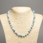 Halskette 'Sommerfarben' hellblau-türkisfarbene glatte Kugeln, Durchmesser ca. 8 mm, Länge ca. 50 cm, aus synthetischem Jade (synthetisch gefärbt)