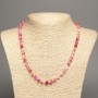 Kette „Sommerfarben“ aus weißen, rosa und rostbraunen glatten Kugeln aus Nephrit (synthetisch gefärbt), Durchmesser ca. 6 mm, Länge ca. 50 cm