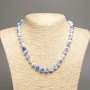 Kette „Farben des Sommers“ weiß-blau glatte Kugeln, Durchmesser ca. 8 mm, Länge ca. 50 cm, aus weißer Jade (synthetisch gefärbt)