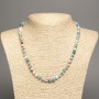 Halskette «Sommerfarben» aus weißen, roségoldenen und hellblauen glatten Kugeln, Durchmesser ca. 6 mm, Länge ca. 50 cm, aus weißer Jade (synthetisch gefärbt)
