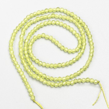 Feine Spinell-Perlen (synthetisch) gelb-limette, facettierte Kugeln, Durchmesser ca. 2 mm, auf der Schnur, Länge 37 cm
