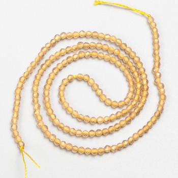 Kleine Spinell-Perlen (synthetisch), beige, facettierte Kugeln, Durchmesser ca. 2 mm, Länge 37 cm, auf Schnur