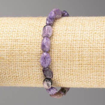 Charoit-Armband aus facettierten Perlen, 8 x 12 mm, auf elastischem Band, Länge ca. 18 cm+