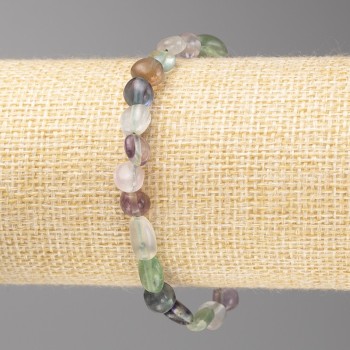 Armband aus Fluorit mit facettierten Perlen, Durchmesser ca. 6x6 mm, auf Elastikband, Länge ca. 18 cm+