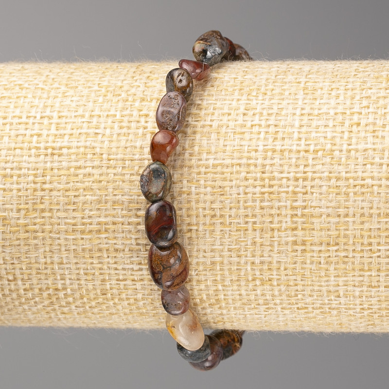 Bronzitarmband mit glatten Steinen, Durchmesser 8 x 6 mm, auf Elastikband, Länge 18 cm+