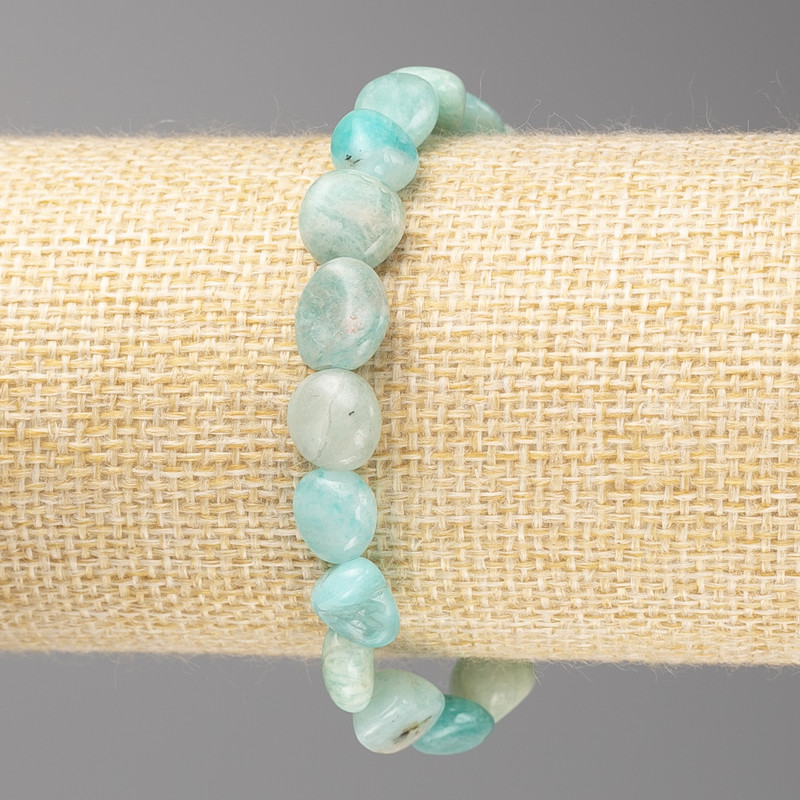 Armband aus Amazonit, facettiert, Größe 10 x 10 mm ±, auf Gummiband, Länge ca. 18 cm+