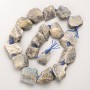 Labradorit-Naturstein-Perlen, roh, auf Schnur, Ø 20×25 mm ±, Länge 41 cm ±