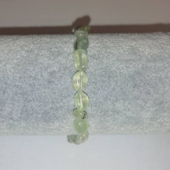 Armband aus Prehnit galvanisiert, Durchmesser 7×10 mm, Länge 18 cm, auf elastischem Band